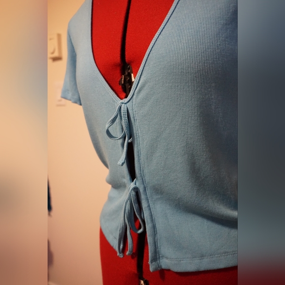 Bright blue Wilfred tie-up tee - Picture 3 of 4